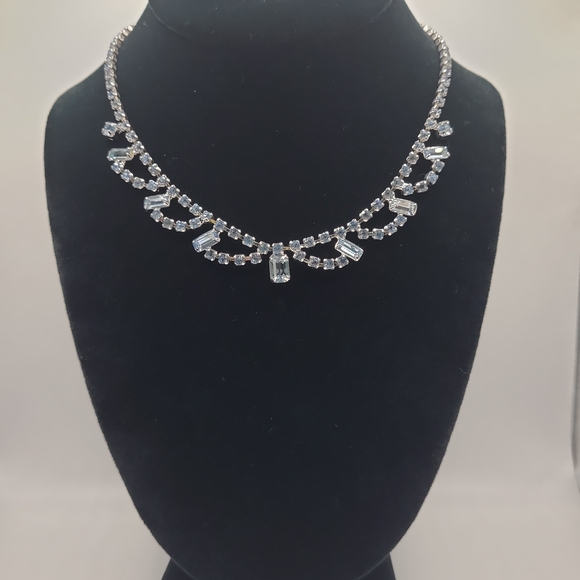 Jewelry - Silver Necklace with Pale Blue Crystal Accents